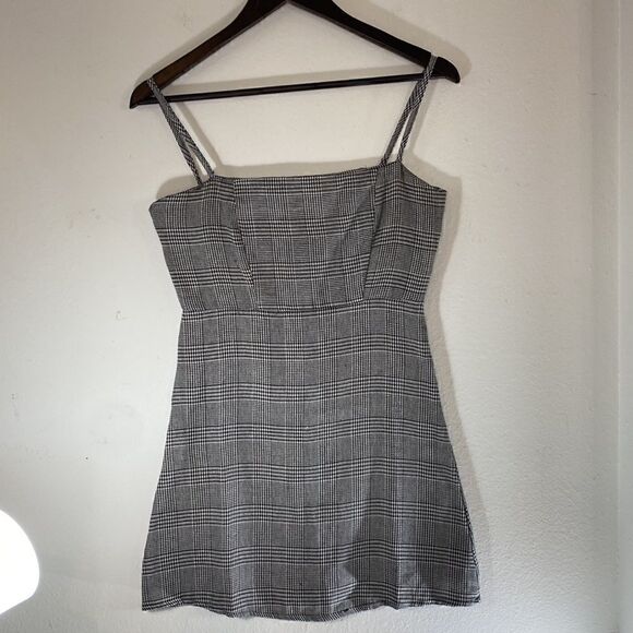 Vintage Y2K Black Houndstooth Plaid Sundress 90s Aesthetic Dress - Picture 6 of 6